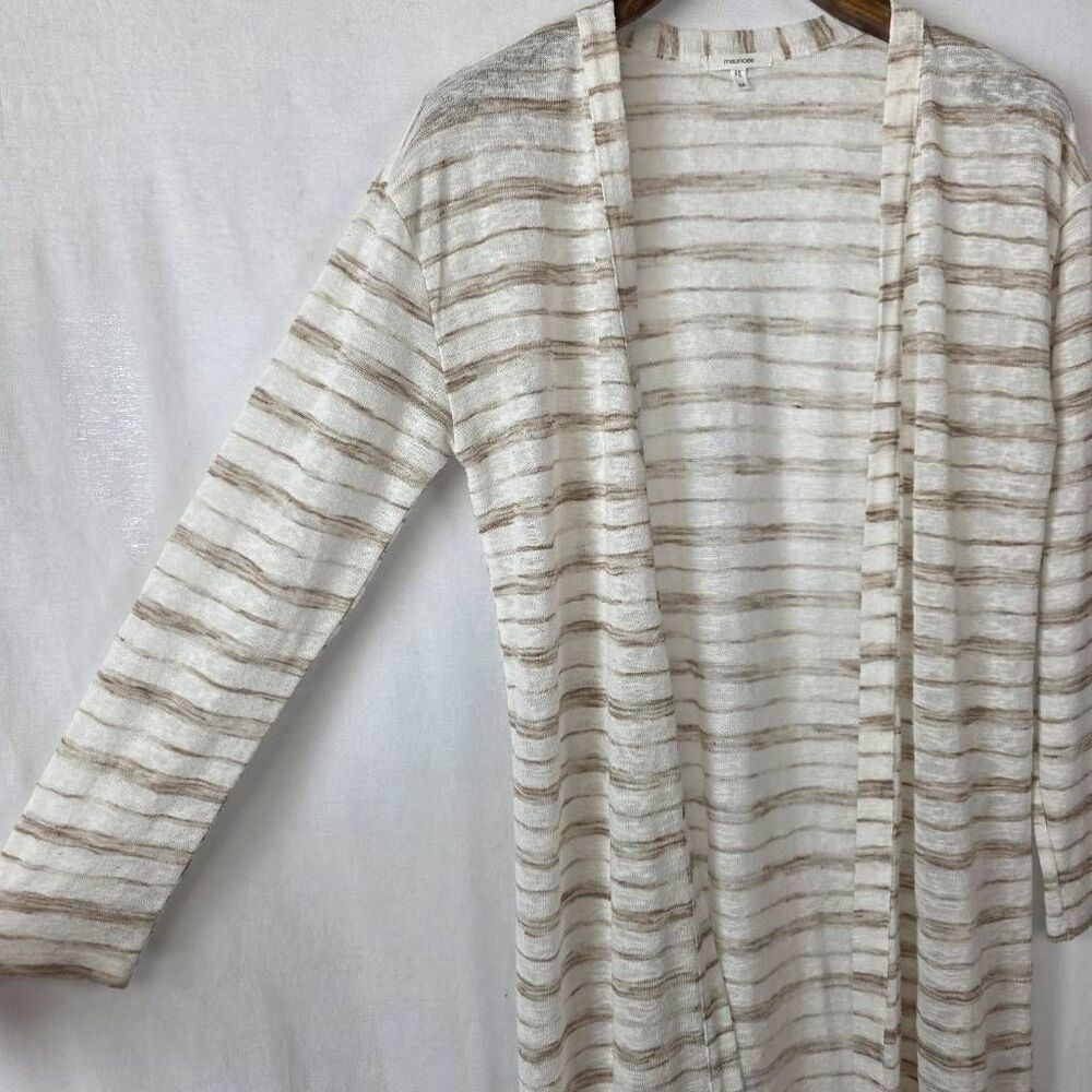 Maurices Long Open Front Striped Duster Cardigan M - Picture 7 of 10